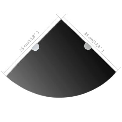vidaXL Étagère de coin avec supports chromés Verre Noir 35 x 35 cm