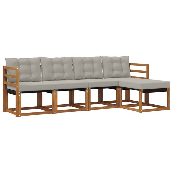vidaXL Ensemble de canap&eacute;s d'ext&eacute;rieur 5 pcs Gris Naturel et Clair