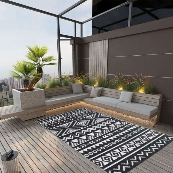 vidaXL Tapis d'ext&eacute;rieur ARAKIL Noir 120x180 cm PP