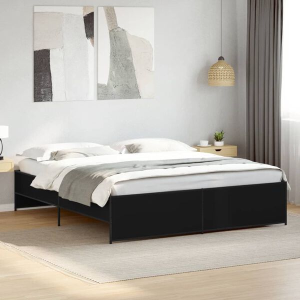 vidaXL Cadre de lit sans matelas noir 200x200 cm