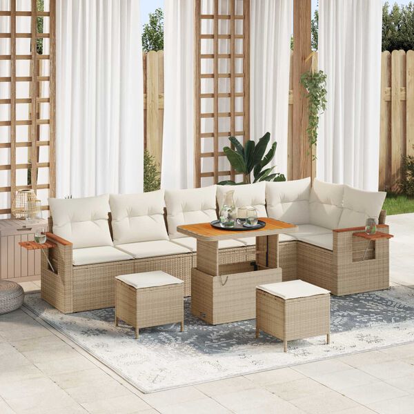 vidaXL Ensemble de canap&eacute; de jardin 11 pcs Beige et cr&egrave;me polyrotin