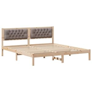 vidaXL Cadre de lit avec t&ecirc;te de lit Taupe 160 x 200 cm Pin massif