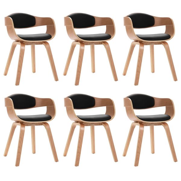 vidaXL Chaises &agrave; manger lot de 6 bois courb&eacute; et similicuir