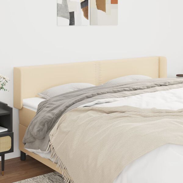 vidaXL T&ecirc;te de lit avec oreilles Cr&egrave;me 183x16x78/88 cm Tissu