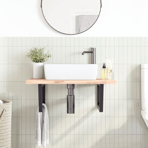 vidaXL Supports d'&eacute;tag&egrave;res pour lavabo 2 pcs noir trap&egrave;ze acier