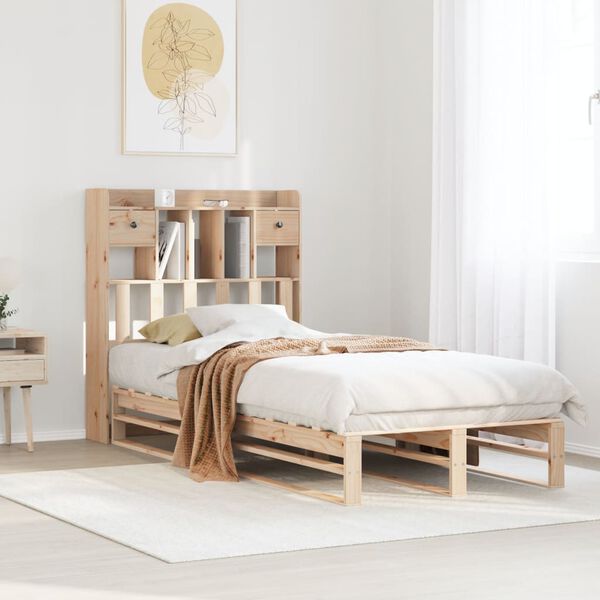vidaXL Lit biblioth&egrave;que sans matelas 90x200 cm bois de pin massif