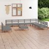 vidaXL Salon de jardin 11 pcs Bois de pin massif Gris