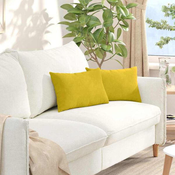 vidaXL Coussins de canap&eacute; 2 pcs Jaune 50 x 30 cm