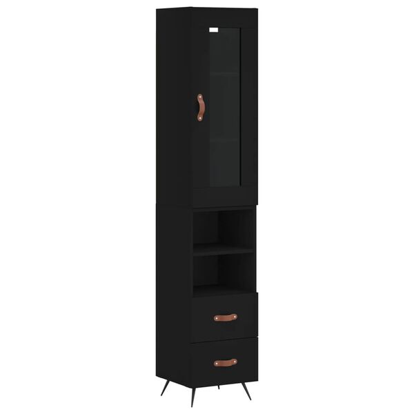 vidaXL Buffet haut Noir 34,5x34x180 cm Bois d'ing&eacute;nierie