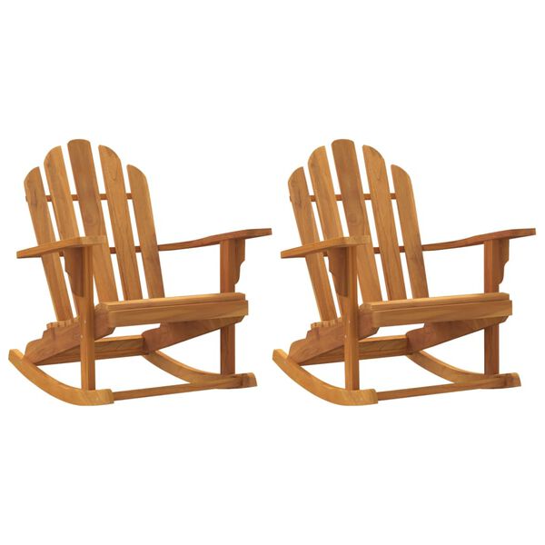 vidaXL Chaises &agrave; bascule de jardin lot de 2 Adirondack teck solide