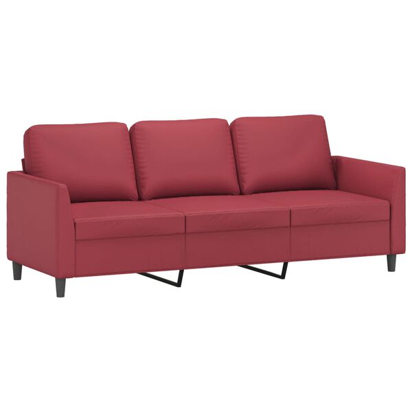 vidaXL Ensemble de canapés 3 pcs et coussins Rouge bordeaux Similicuir