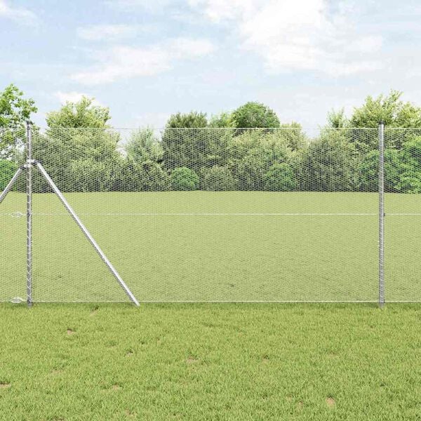 vidaXL Cl&ocirc;ture hexagonale Argent&eacute; 1,4 x 10 m Acier galvanis&eacute;