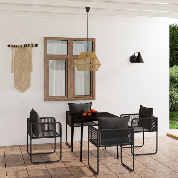 vidaXL Ensemble &agrave; manger de jardin 5 pcs Noir