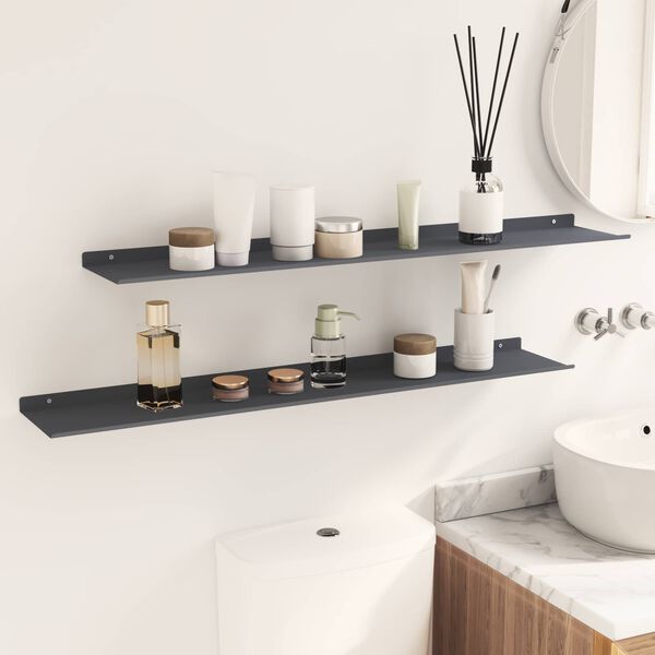vidaXL &Eacute;tag&egrave;re flottante 2 pcs Anthracite 100 x 18 x 2,5 cm Acier