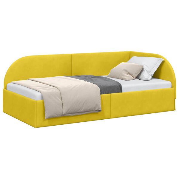 vidaXL Cadre de lit d'angle Jaune 100 cm x 200 cm Velours