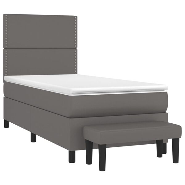 vidaXL Sommier &agrave; lattes de lit avec matelas Gris 100x200 cm Similicuir