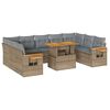 vidaXL Salon de jardin avec coussins 10pcs beige r&eacute;sine tress&eacute;e acacia