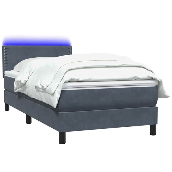 vidaXL Sommier à lattes de lit et matelas et LED gris foncé 80x210 cm velours
