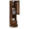 vidaXL Buffet haut Ch&ecirc;ne fum&eacute; 34,5x34x180 cm Bois d'ing&eacute;nierie