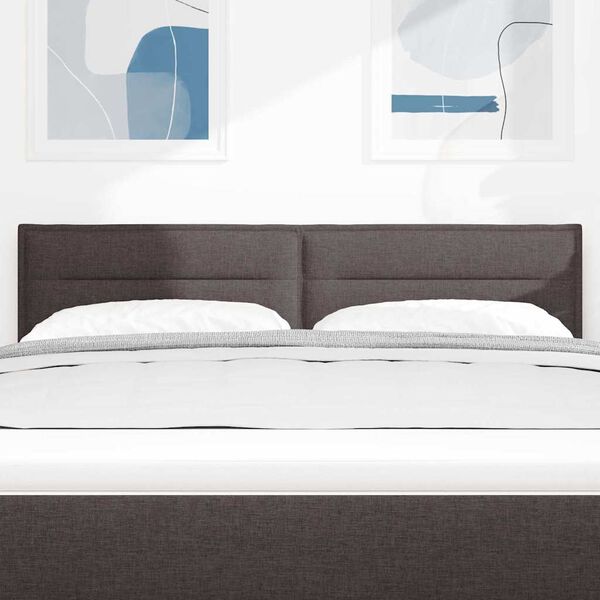 vidaXL T&ecirc;te de lit LED avec t&ecirc;te de lit Marron fonc&eacute; 144 cm Polyester