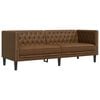vidaXL Canap&eacute; &agrave; 3 places Chesterfield marron similicuir daim