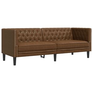 vidaXL Canap&eacute; &agrave; 3 places Chesterfield marron similicuir daim
