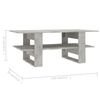 vidaXL Table basse gris b&eacute;ton 110x55x42 cm bois d'ing&eacute;nierie