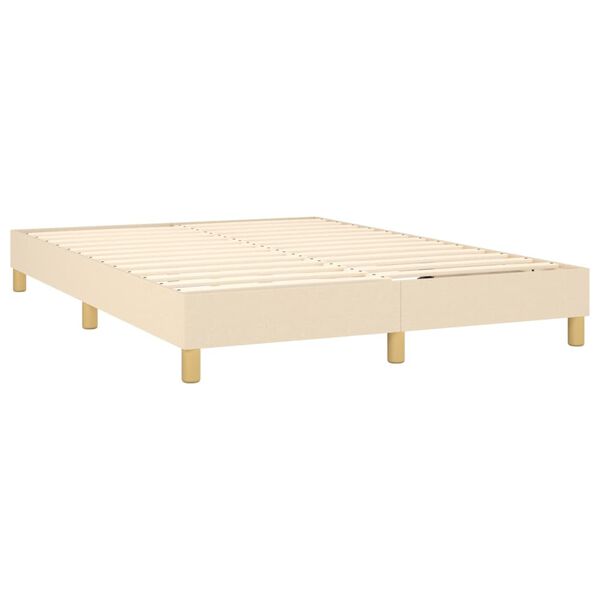vidaXL Sommier &agrave; lattes de lit avec matelas Cr&egrave;me 140x200 cm Tissu