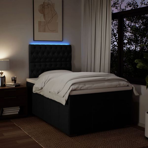 vidaXL Sommier &agrave; lattes de lit avec matelas Noir 120x200 cm Tissu