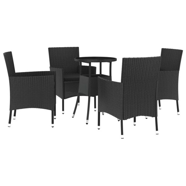 vidaXL Ensemble de bistro de jardin 5 pcs coussins noir poly rotin