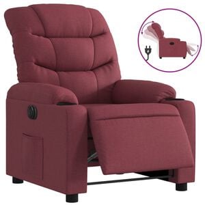 vidaXL Fauteuil inclinable &eacute;lectrique Rouge bordeaux Tissu
