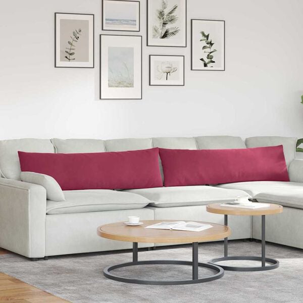 vidaXL Coussins de canap&eacute; 2 pcs Bordeaux 145 x 40 cm