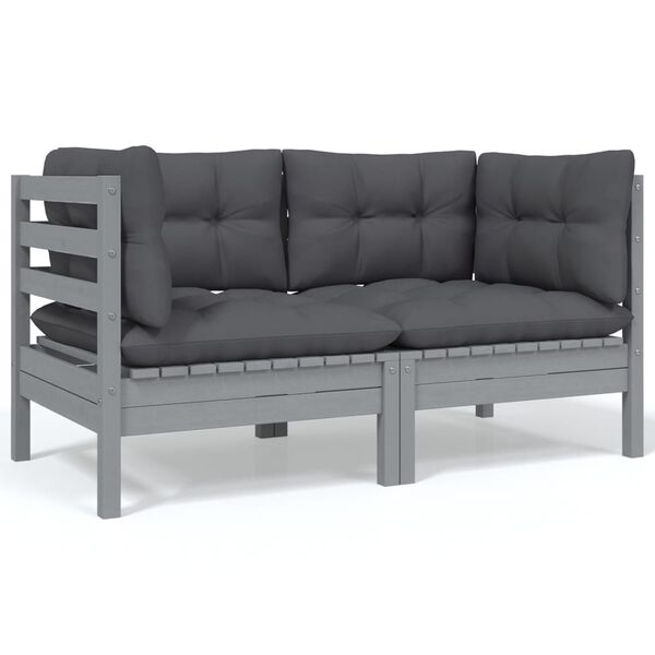vidaXL Salon de jardin 5 pcs avec coussins bois de pin massif