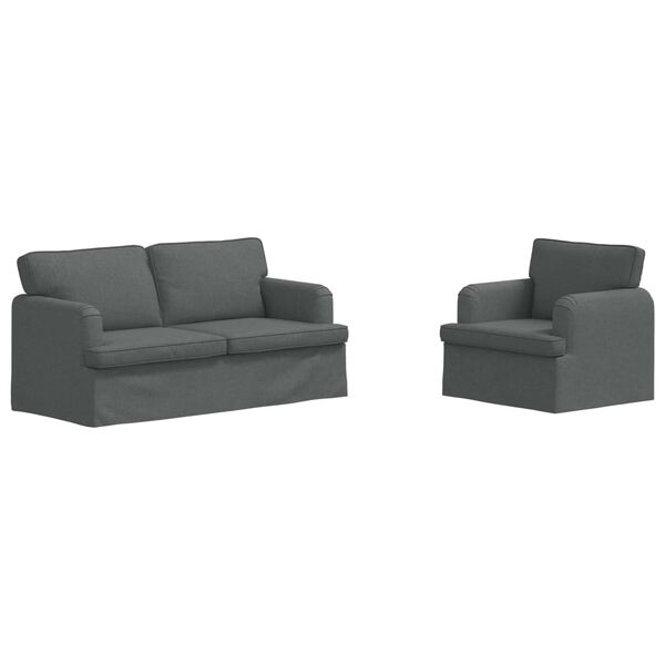 vidaXL Ensemble de Canap&eacute;s 2 pcs Gris fonc&eacute; 162 x 80 x 85 cm tissu