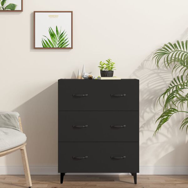 vidaXL Buffet noir 69,5x34x90 cm bois d'ing&eacute;nierie
