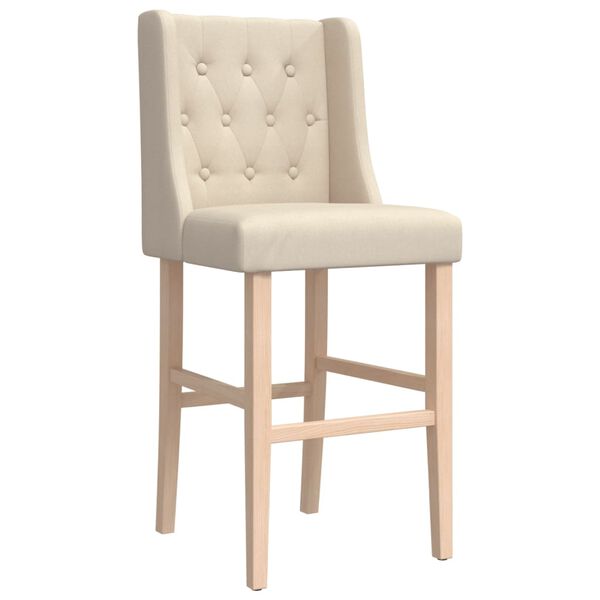 vidaXL Chaises de bar lot de 2 bois massif d'h&eacute;v&eacute;a et tissu