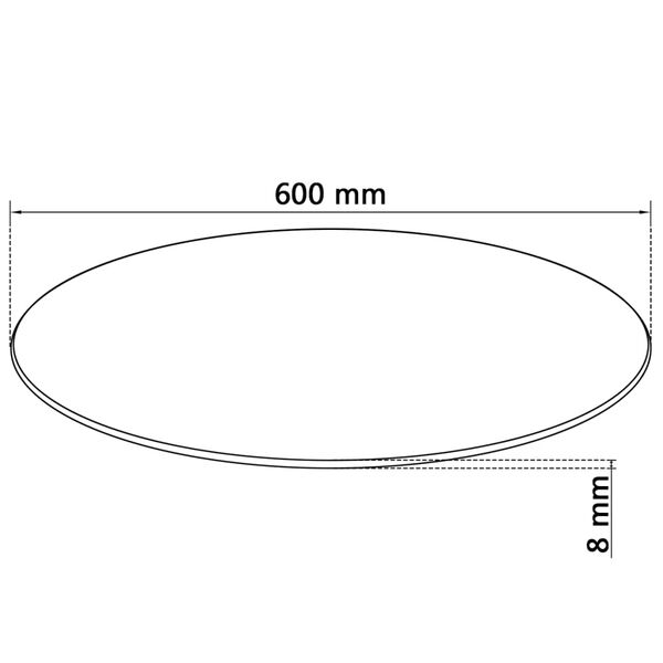 vidaXL Dessus de table rond Verre trempé 600 mm