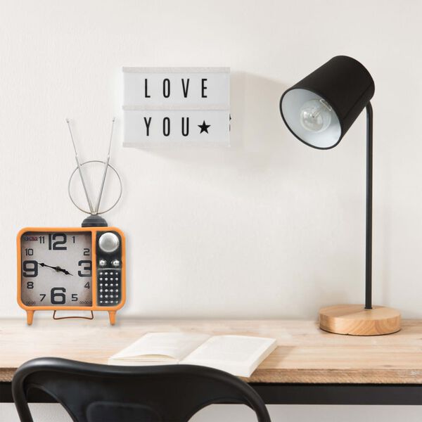 vidaXL Horloge de table Orange et noir 25x11x48 cm Fer et MDF