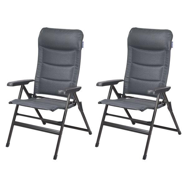 Campart Travel Chaises de camping 2pcs Napoli Anthracite 68x43,5x120cm