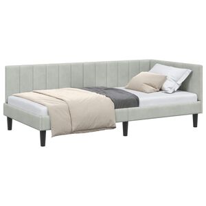 vidaXL Cadre de lit d'angle Gris clair 90 x 190 cm Velours