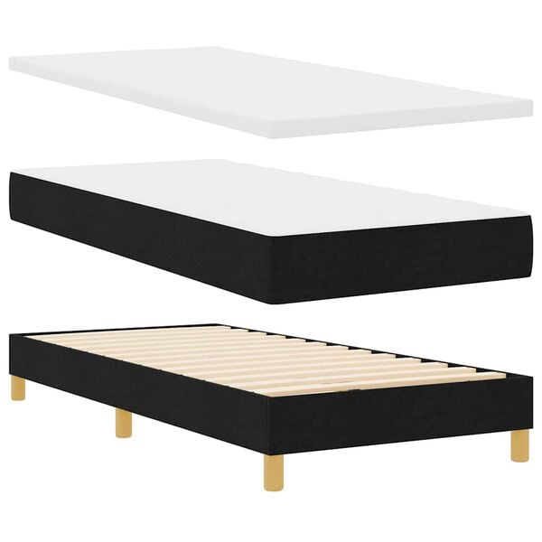 vidaXL Lit &agrave; Ressorts avec Matelas Cr&egrave;me 90x200 cm Tissu Noir
