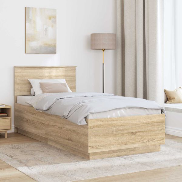 vidaXL Cadre de lit Ch&ecirc;ne Sonoma 90 x 190 cm Bois d'ing&eacute;nierie