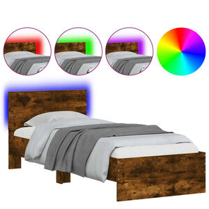 vidaXL Cadre de lit sans matelas avec lumi&egrave;res LED 90x200 cm