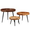 vidaXL Ensemble de tables 3 pcs Bois de manguier massif et acier