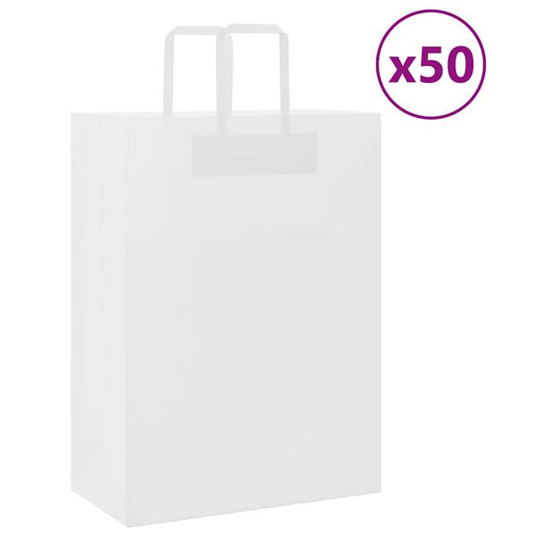 vidaXL Sacs en papier 50 pcs avec poign&eacute;es blanc 32x17x44 cm