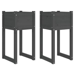 vidaXL Jardini&egrave;res 2 pcs Gris 40x40x81 cm Bois massif de pin