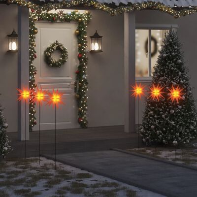 vidaXL Lumières de Noël avec piquets 3 pcs LED pliable rouge 35 cm