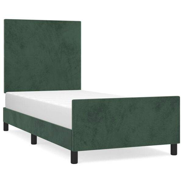 vidaXL Cadre de lit sans matelas vert fonc&eacute; 100x200 cm velours