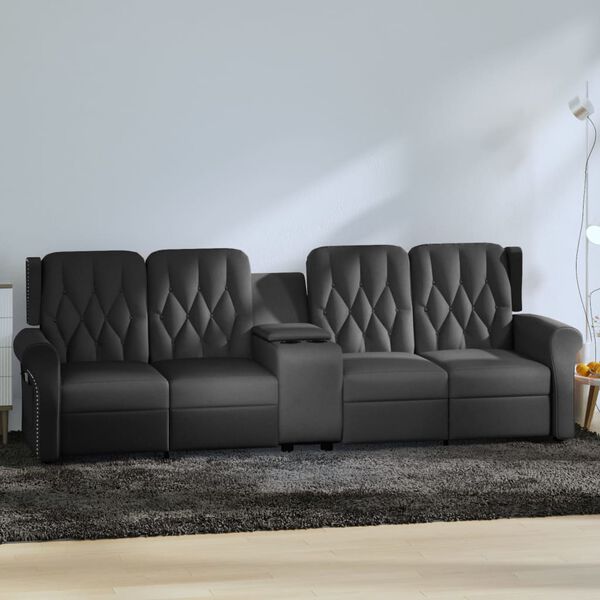 vidaXL Fauteuil inclinable porte-gobelets 4 places noir similicuir