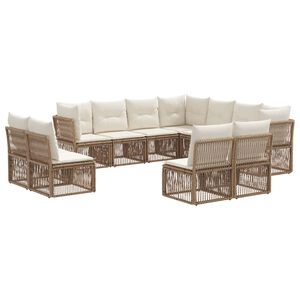 vidaXL Ensemble de canap&eacute; de jardin 11 pc Beige polyrotin
